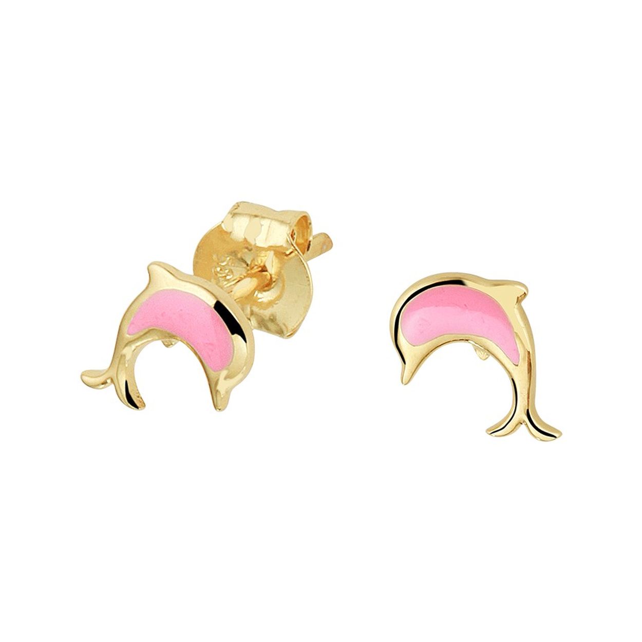 Beschrijving: Geelgouden dolfijn oorknoppen met een afmeting van 7x5.5mm. De oorknoppen hebben een poli afwerking en zijn uitgevoerd in roze emaille en met een stevige pouchette sluiting. De oorknoppen zijn te combineren met bijpassende sieraden uit onze collectie. Tip: Leuk om kado te geven aan meiden die graag willen stralen met sieraden.
Verpakt per: 1
Doelgroep: kinderen
Breedte: 5.5 mm
Hoogte: 7 mm