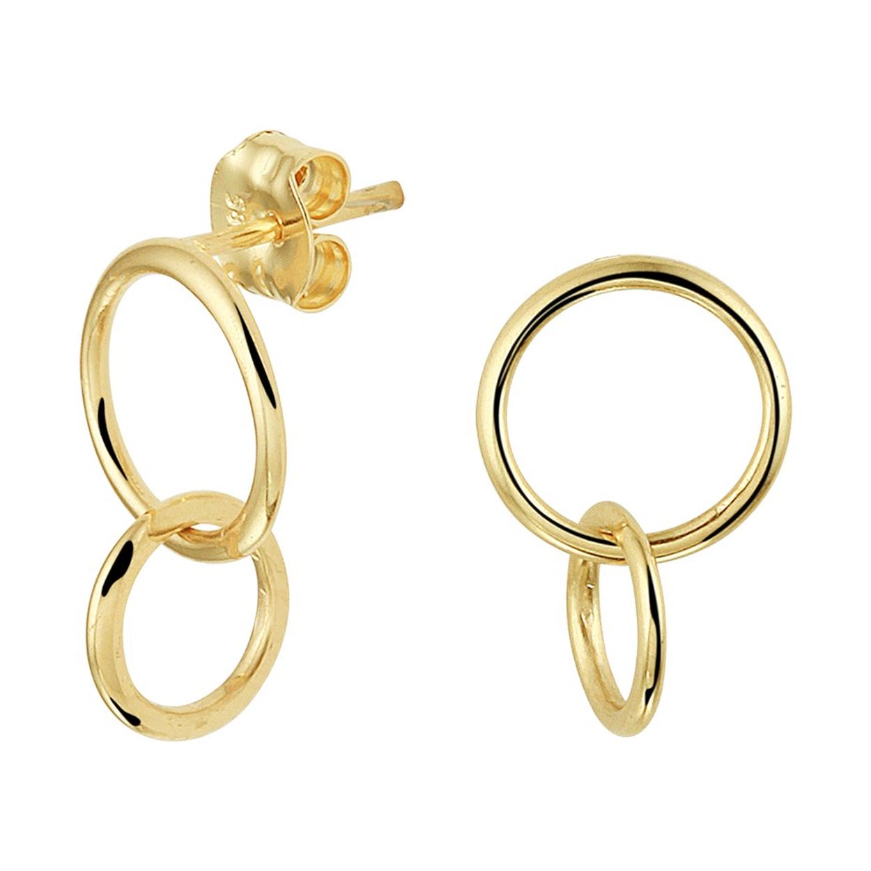 Beschrijving: Trendy geelgouden oorhangers met totale hoogte van 13mm uitgevoerd met twee rondjes van 9mm en 6.5mm. Deze stijlvolle oorhangers hebben een tijdloos ontwerp en kunnen gemakkelijk gecombineerd worden met andere rondjes sieraden.
Verpakt per: 1
Doelgroep: dames
Hoogte: 13 mm