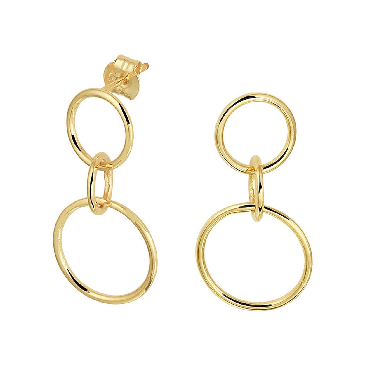 Beschrijving: Trendy geelgouden oorhangers met totale hoogte van 23mm uitgevoerd met drie rondjes van 12mm 8.5mm en 6.5mm. Deze stijlvolle oorhangers hebben een tijdloos ontwerp en kunnen gemakkelijk gecombineerd worden met andere rondjes sieraden.
Verpakt per: 1
Doelgroep: dames
Hoogte: 23 mm