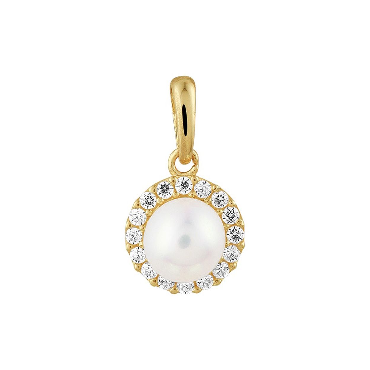 Chique geelgouden hanger met een totale hoogte van 13mm. Uitgevoerd met een zoetwaterparel van 5mm en schitterende zirkonia. Tip: De hanger is ook goed te combineren met een bijpassend collier uit onze collectie.