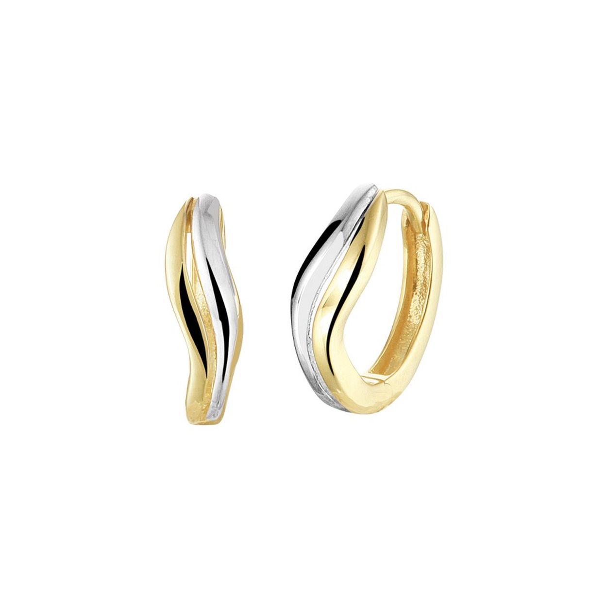 Huiscollectie - bicolor geel/witgouden klapcreolen, 12.5x4mm - 4020344