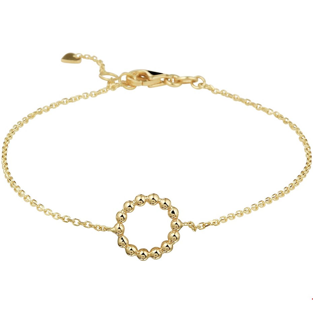 Moderne 14k geelgouden anker armband met poli afgewerkte bolletjes die een open rondje vormen van 10.5mm. De armband is uitgevoerd met een karabijn sluiting en heeft draaglengtes van 17 en 18.5cm. Tip: Deze armband is perfect te combineren met andere gouden bolletjes sieraden uit onze collectie of je eigen stash! Zo creeer je elke keer weer een nieuwe look!