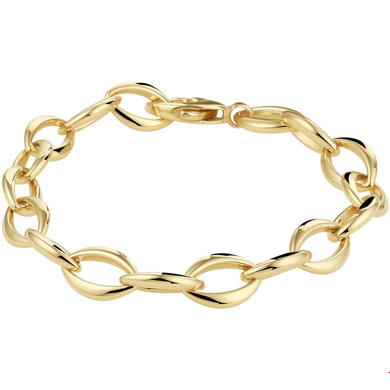 Geelgouden anker armband met een draaglengte van 19cm en een schakelbreedte van 8.8mm. De armband heeft een poli afwerking en is uitgevoerd met een stevige karabijn sluiting.