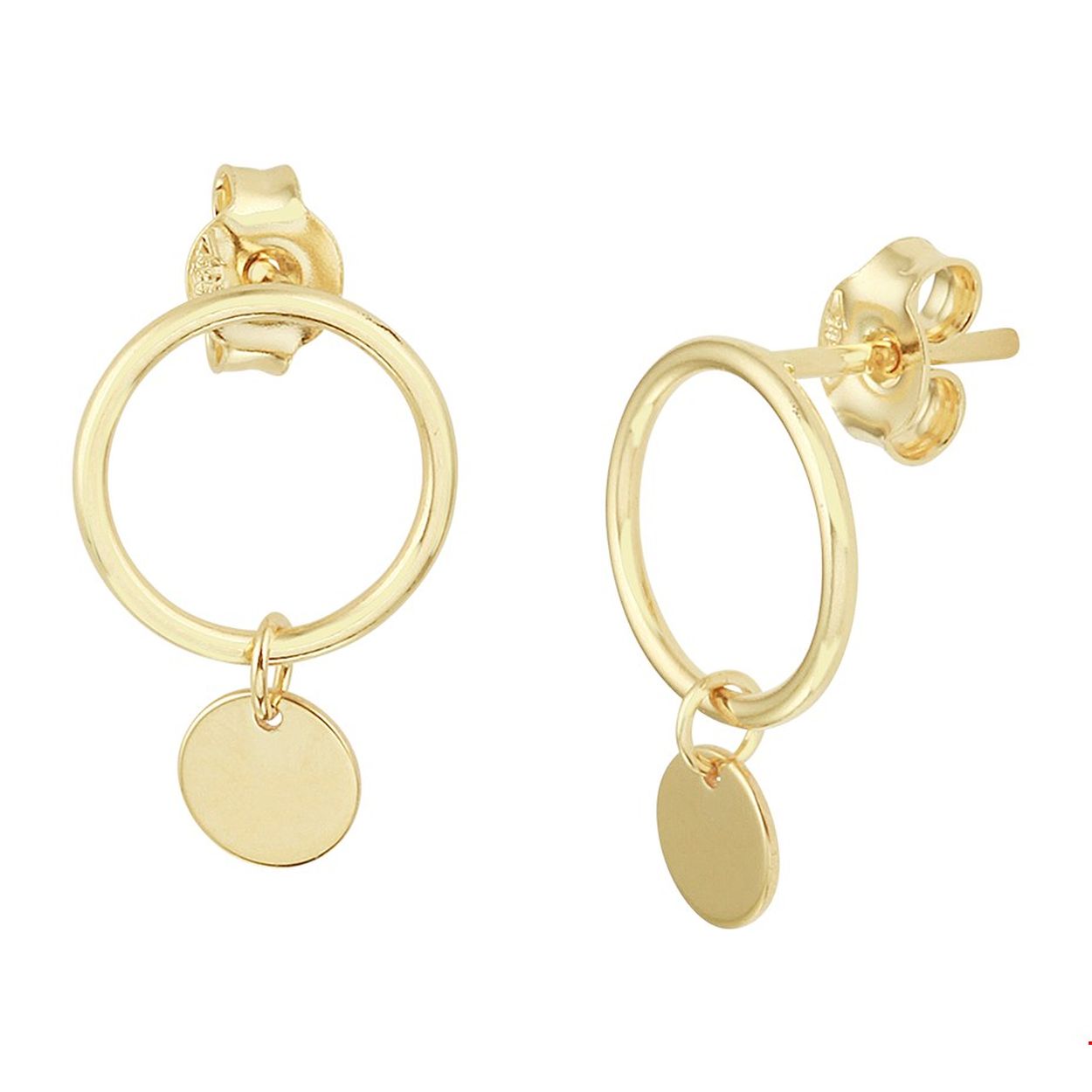 Beschrijving: Stijlvolle geelgouden oorhangers met een totale hoogte van 16mm en een diameter van 10.5mm. De oorhangers zijn goed te combineren met bijpassende rondjes sieraden uit onze collectie.