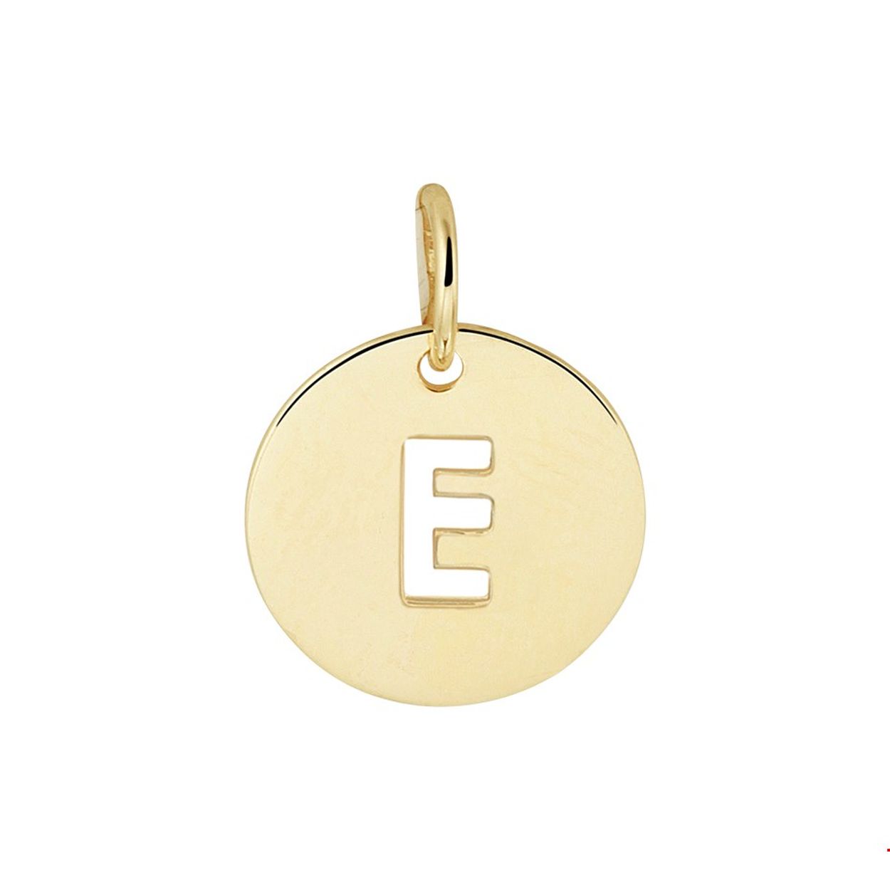 Geelgouden ronde letter E hanger. De hanger heeft een diameter van 10mm en een totale hoogte van 13mm. Tip: Combineer deze betekenisvolle hanger met een bijpassend collier en geef deze cadeau aan een speciaal persoon.