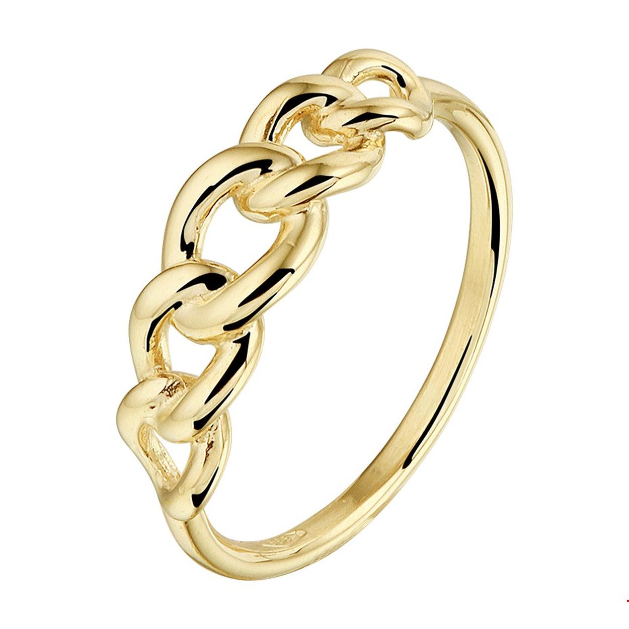 Deze 14K geelgouden ring heeft een brede gourmet schakel. Deze 'classic' schakel blijft altijd in de mode, en heeft een stoere uitstraling door de geheel gouden look. De ring is op het breedste punt 5,5mm.