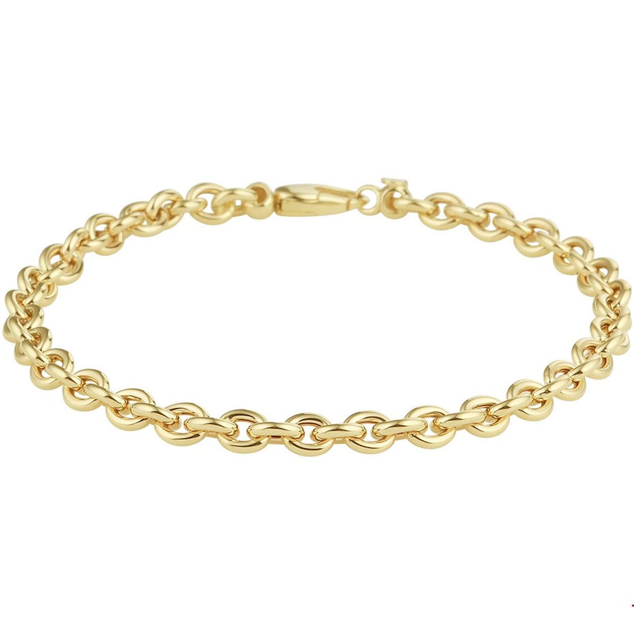 Armband van 14k geelgoud. De ankerschakel heeft een grootte van 5.0mm en de armband is 19cm lang en wordt gesloten met een karabijnslot.