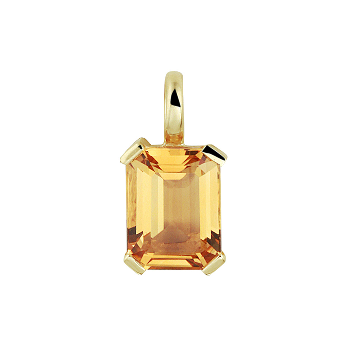 14k Geelgouden hanger uitgevoerd met een schitterende citrien. De hanger heeft een afmeting van 13x6.6mm. De citrien heeft een afmeting van 8x6mm.