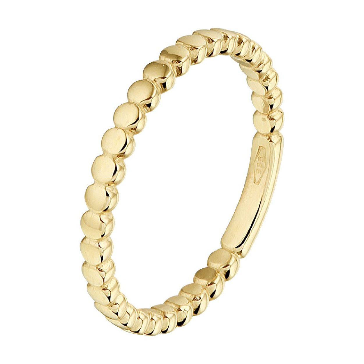 De ring is gemaakt van geelgoud en is goudkleurig. Het is een sieraad voor dames.