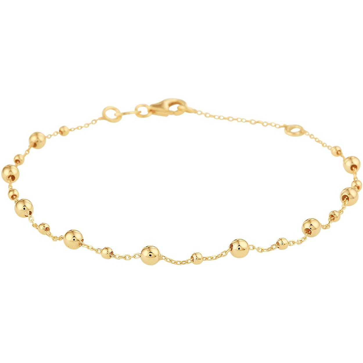 14k Geelgouden armband uitgevoerd met bolletjes van 2 en 3mm. De armband heeft draaglengtes van 16.5 en 18.5cm en een stevige karabijn sluiting.