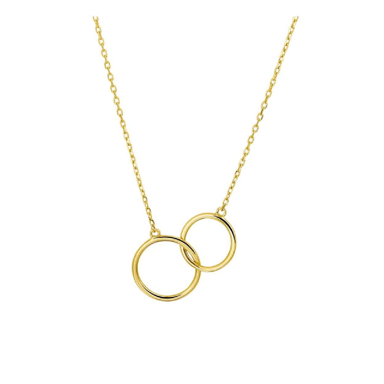 Geelgouden collier met 2 rondjes KA4022748