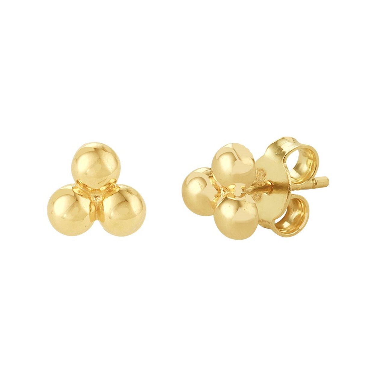 14k Geelgouden oorknoppen uitgevoerd met bolletjes. De oorknoppen hebben een afmeting van 6x6.5mm.
