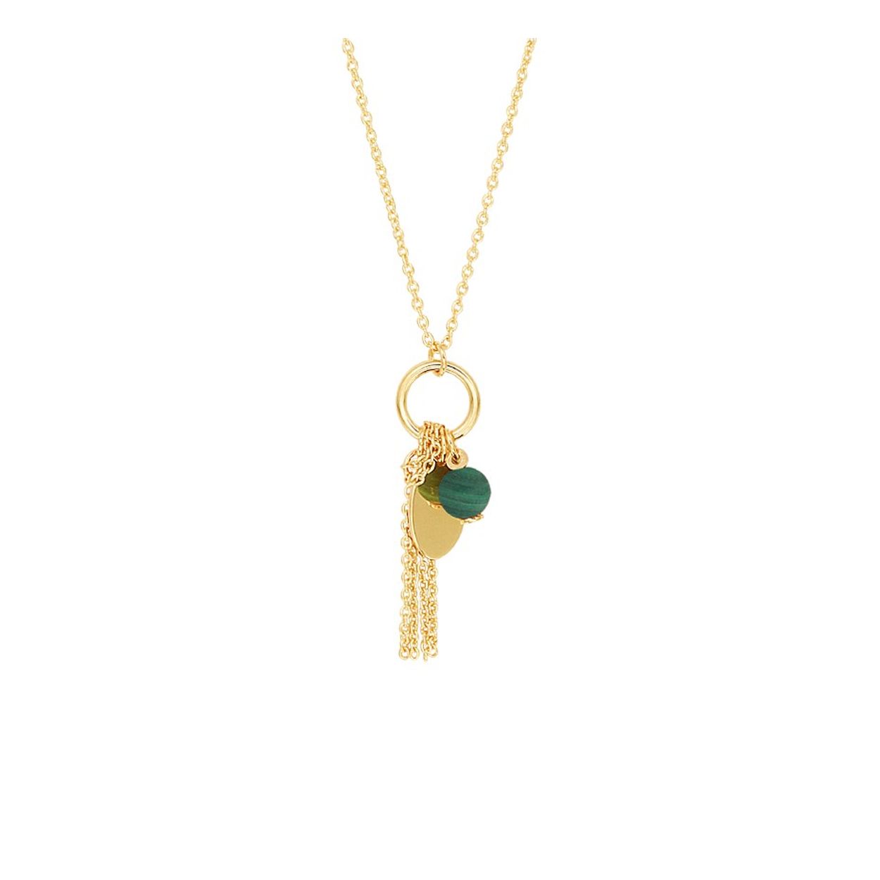 14k Geelgouden anker collier uitgevoerd met een schitterende malachiet en een karabijn sluiting. Het collier heeft draaglengtes van 41, 43 en 45cm.