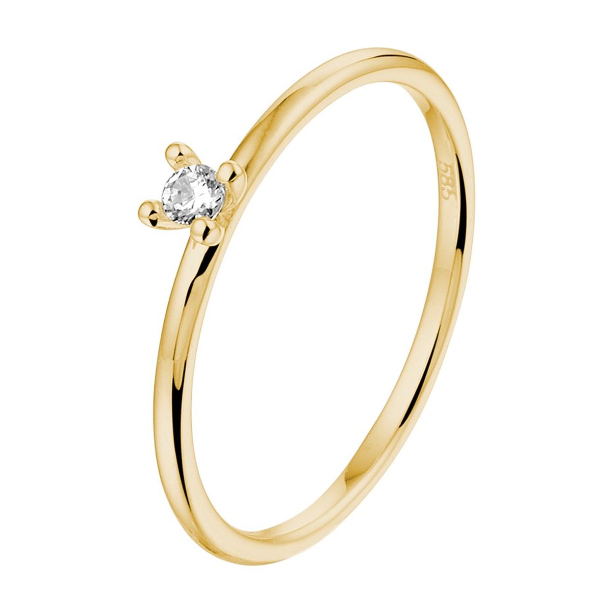 14k Geelgouden aanschuifring uitgevoerd met een schitterende zirkonia. De ring heeft een breedte van 3mm.