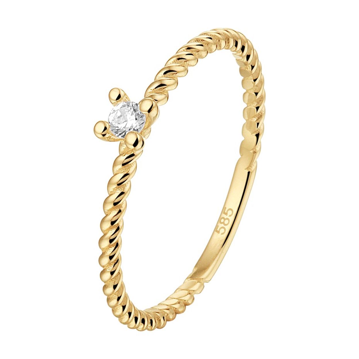 14k Geelgouden aanschuifring uitgevoerd met een schitterende zirkonia. De ring heeft een breedte van 3mm.