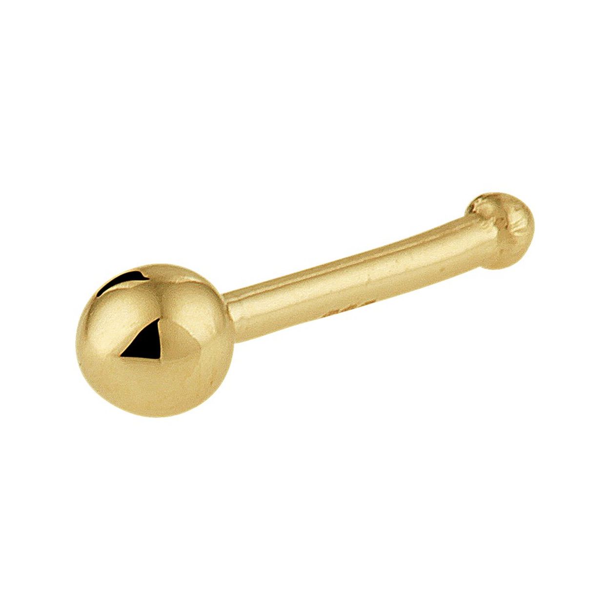 18k Geelgouden neusknopje uitgevoerd met een bolletje. Het neusknopje heeft een diameter van 2.5mm.