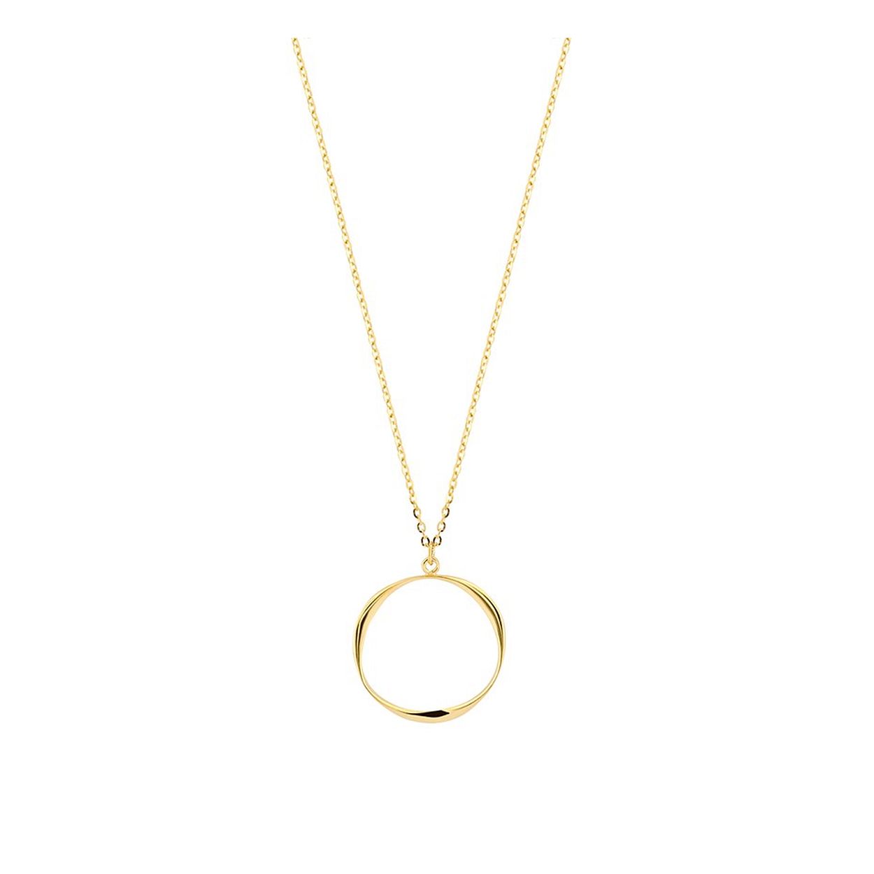 14k Geelgouden collier uitgevoerd met een hanger in de vorm van een rondje. Het collier heeft draaglengtes van 40 en 42cm. De hanger heeft een diameter van 17.5mm.