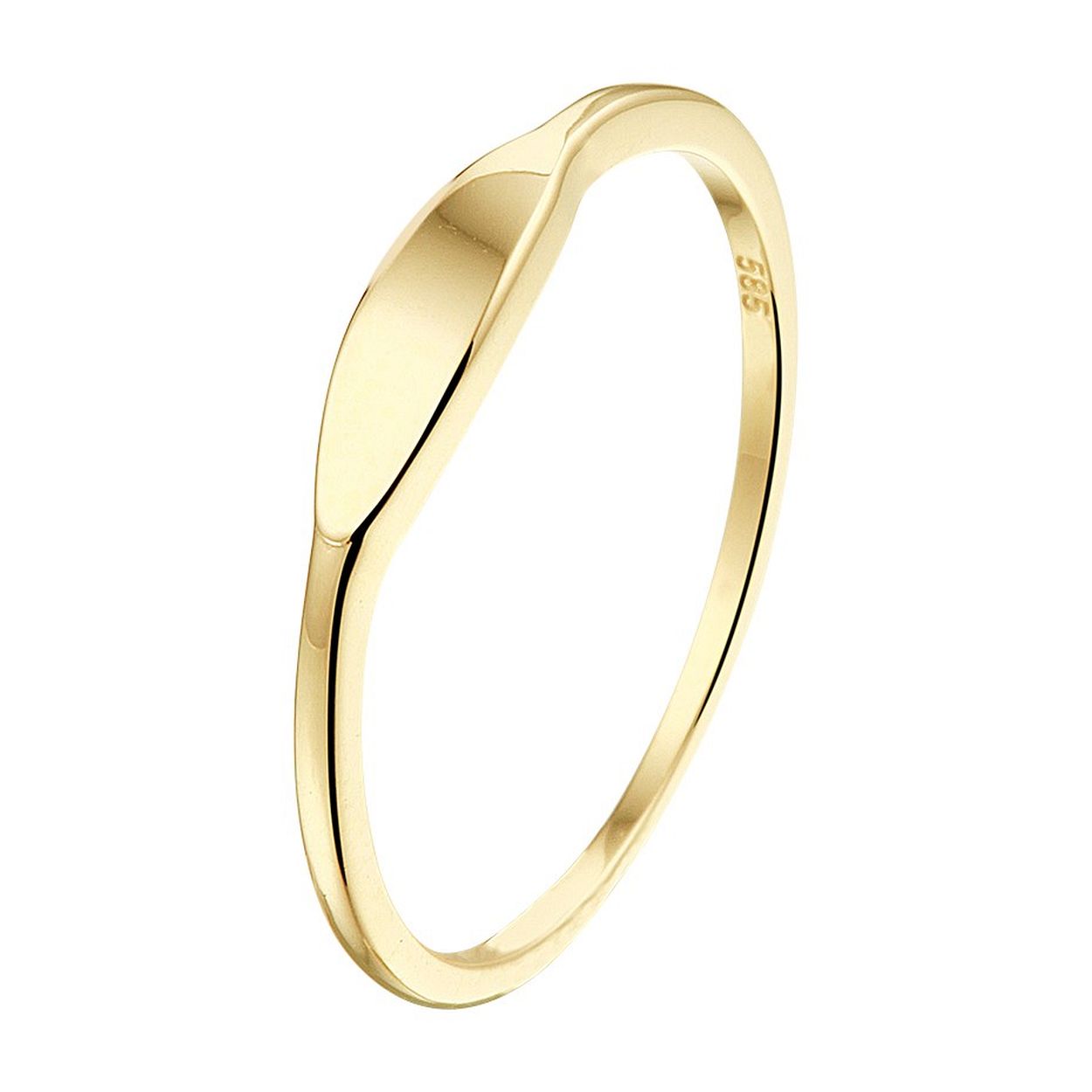14k Geelgouden graveerring. Het graveerplaatje heeft een afmeting van 3x10mm.