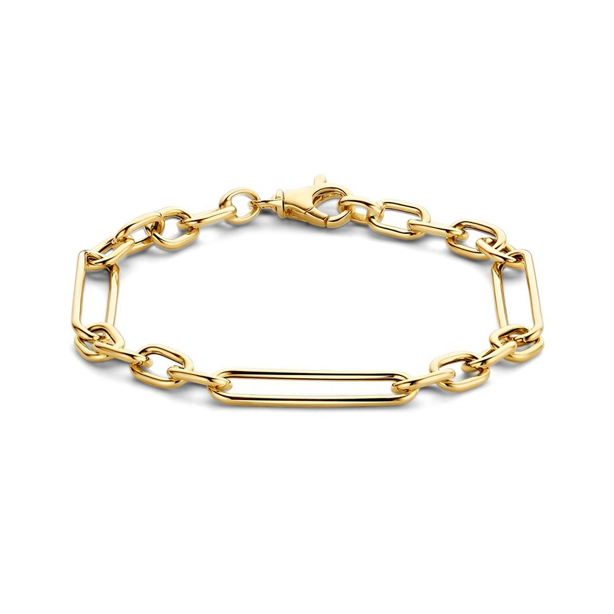 14k Geelgouden anker armband met een schakelbreedte van 6.4mm. De armband heeft een draaglengte van 19cm en een stevige karabijn sluiting.