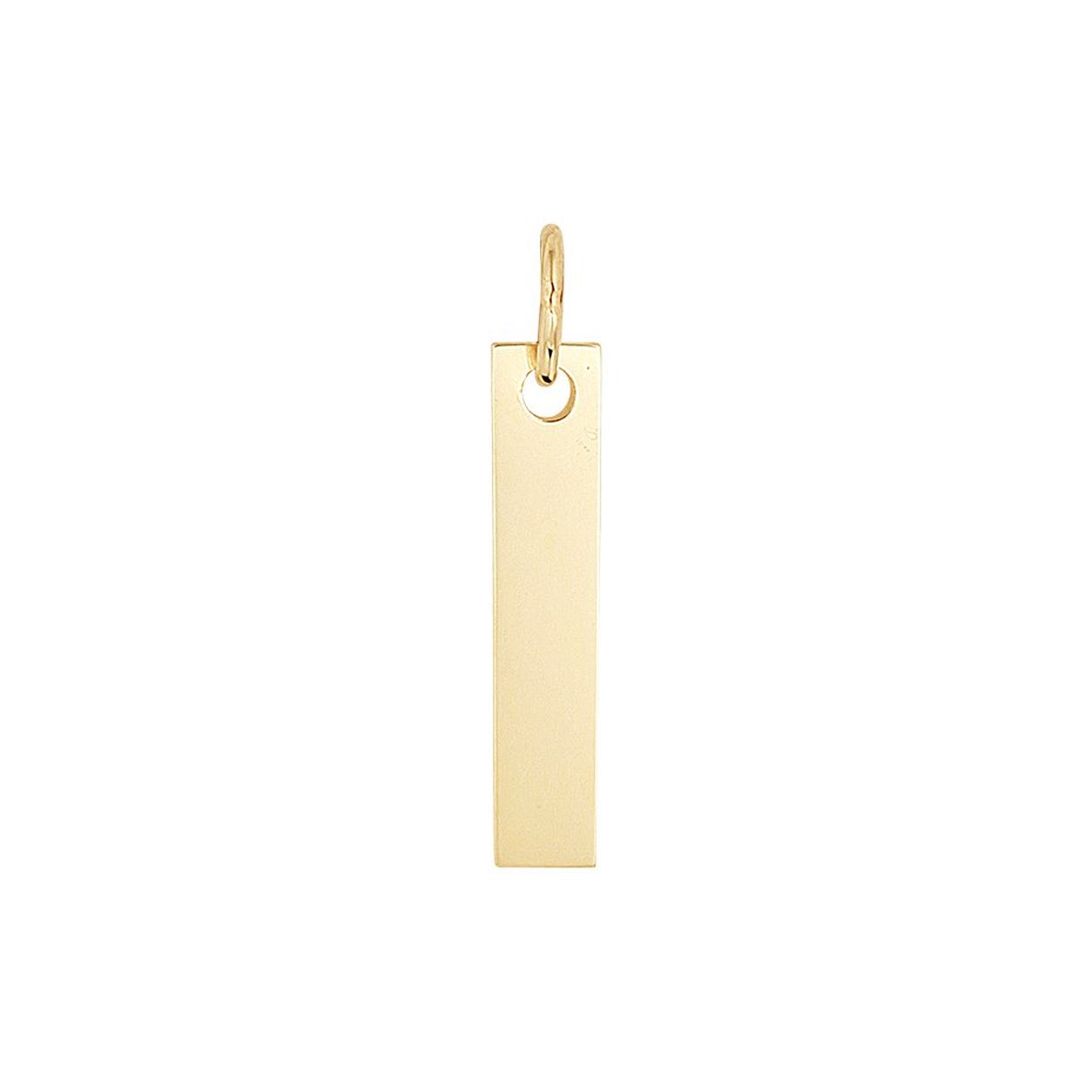 14k Geelgouden graveerhanger met een afmeting van 16x3mm.
