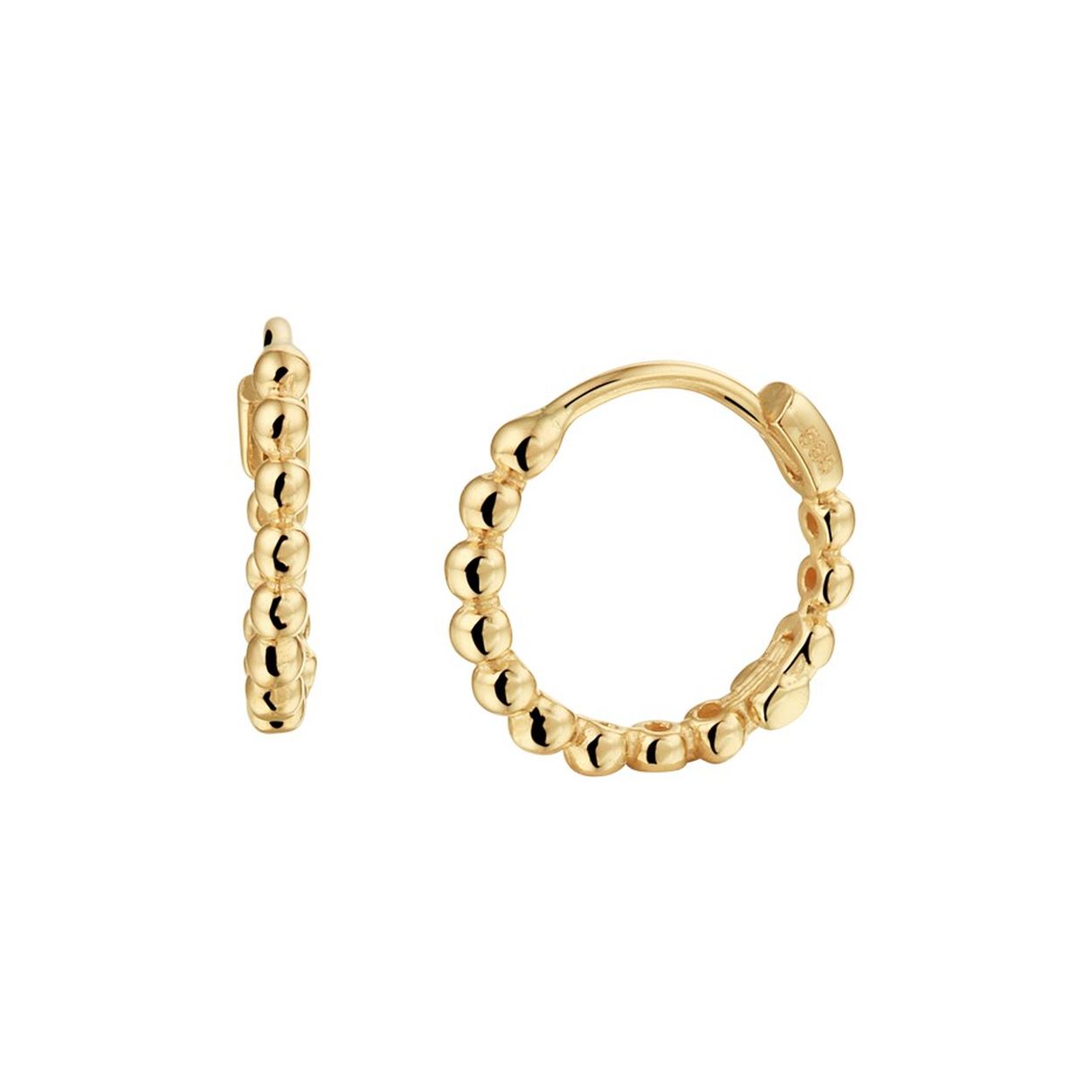 14k Geelgouden klapoorringen uitgevoerd met bolletjes. De oorringen hebben een afmeting van 12.5x1.5mm.