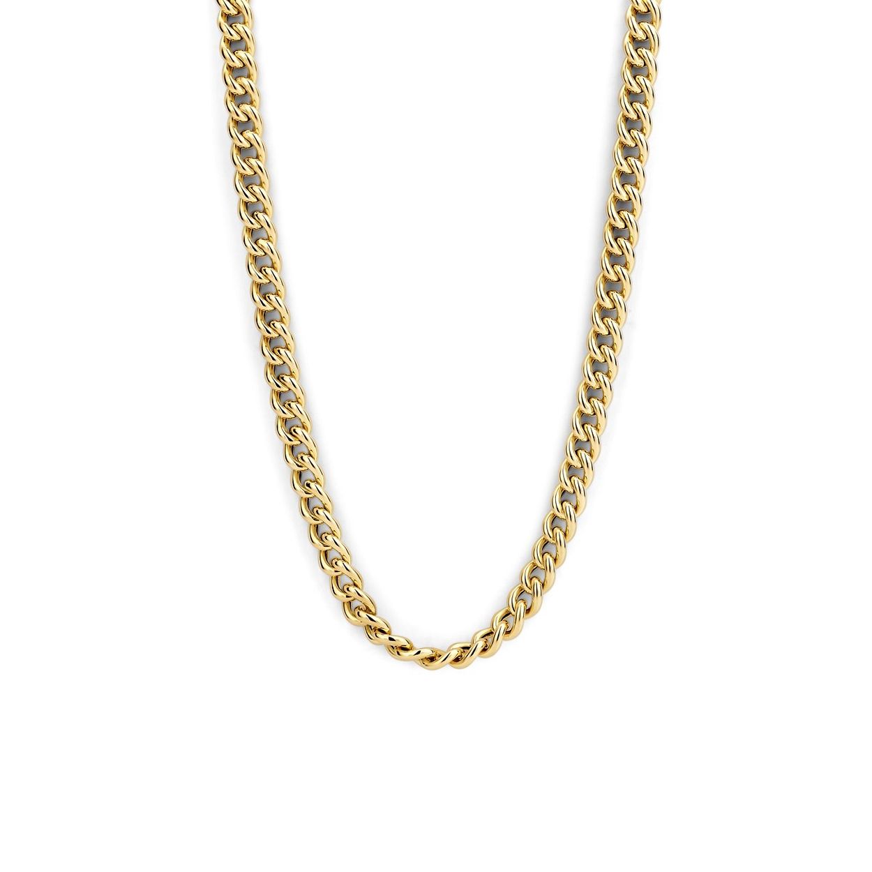 14k Geelgouden gourmet collier met een schakelbreedte van 5.2mm. Het collier heeft een draaglengte van 43cm en een stevige karabijn sluiting.