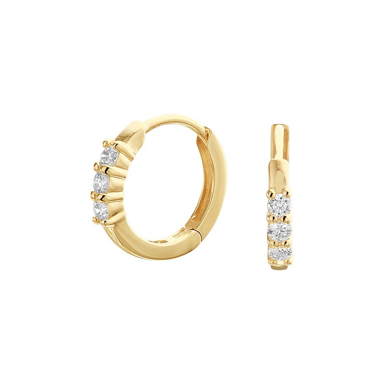 14k Geelgouden klapoorringen uitgevoerd met een schitterende diamant rij. De oorringen hebben een afmeting van 12.5x2mm.