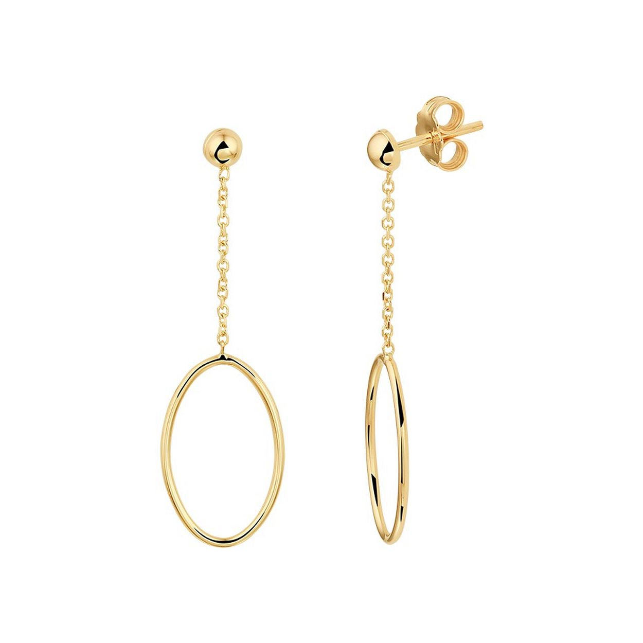 14k Geelgouden oorhangers. De oorhangers hebben een totale hoogte van 4cm en een breedte van 11.5mm.