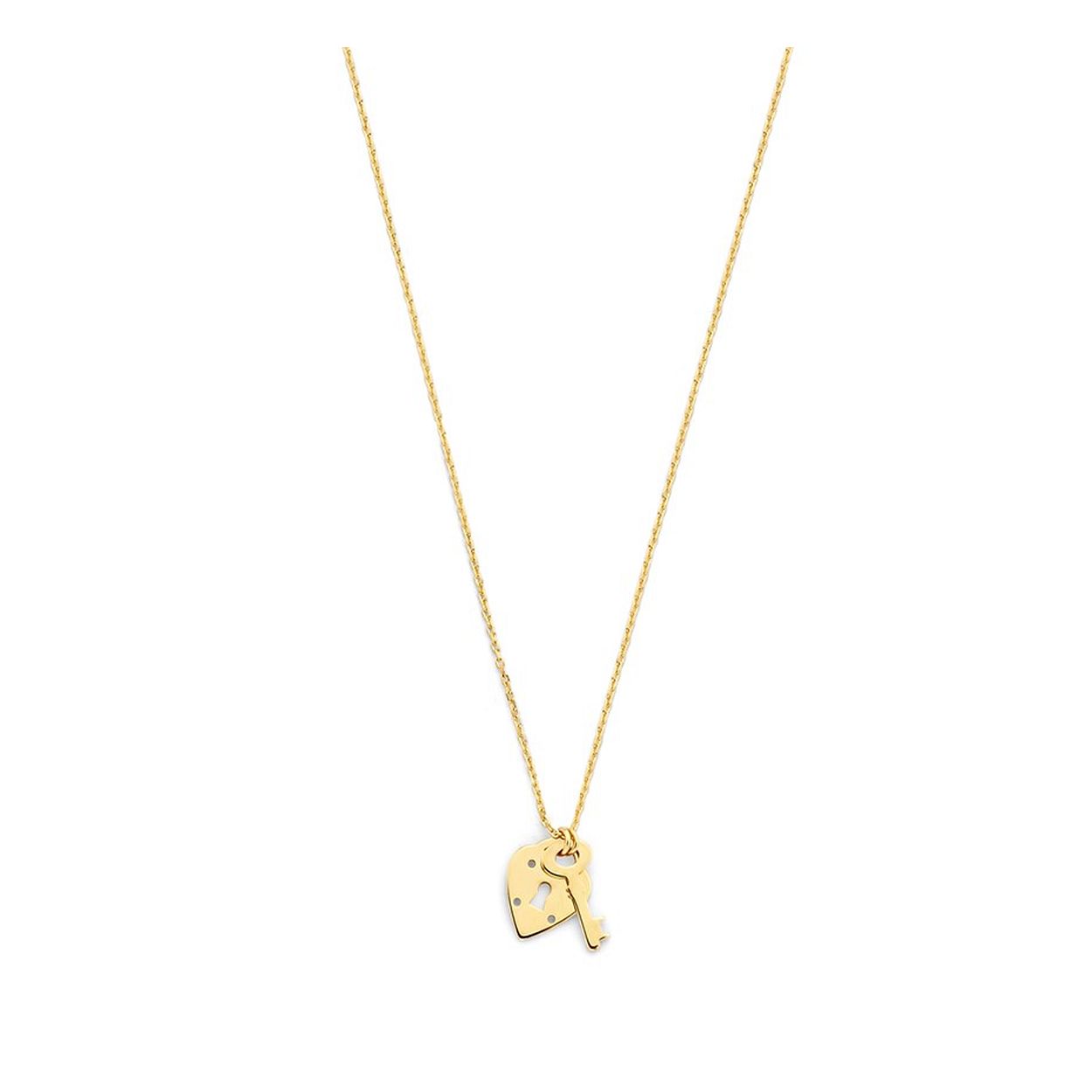 gouden collier, anker+hartje/sleutel 45cm