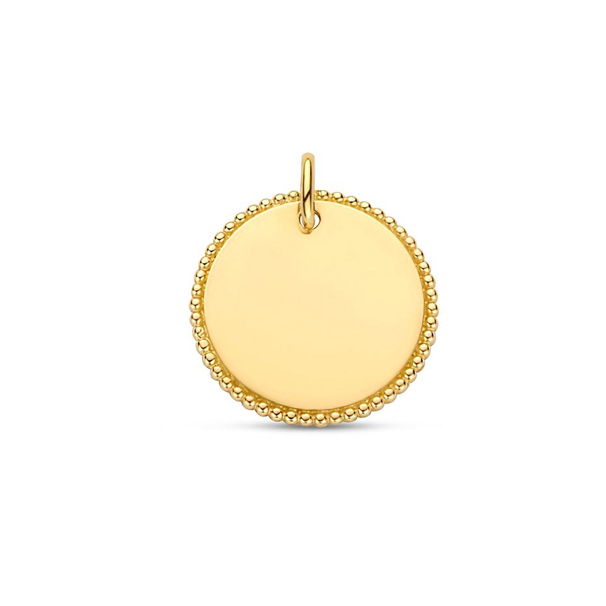 14k Geelgouden graveerhanger uitgevoerd in de vorm van een rondje. De hanger heeft een diameter van 16mm.