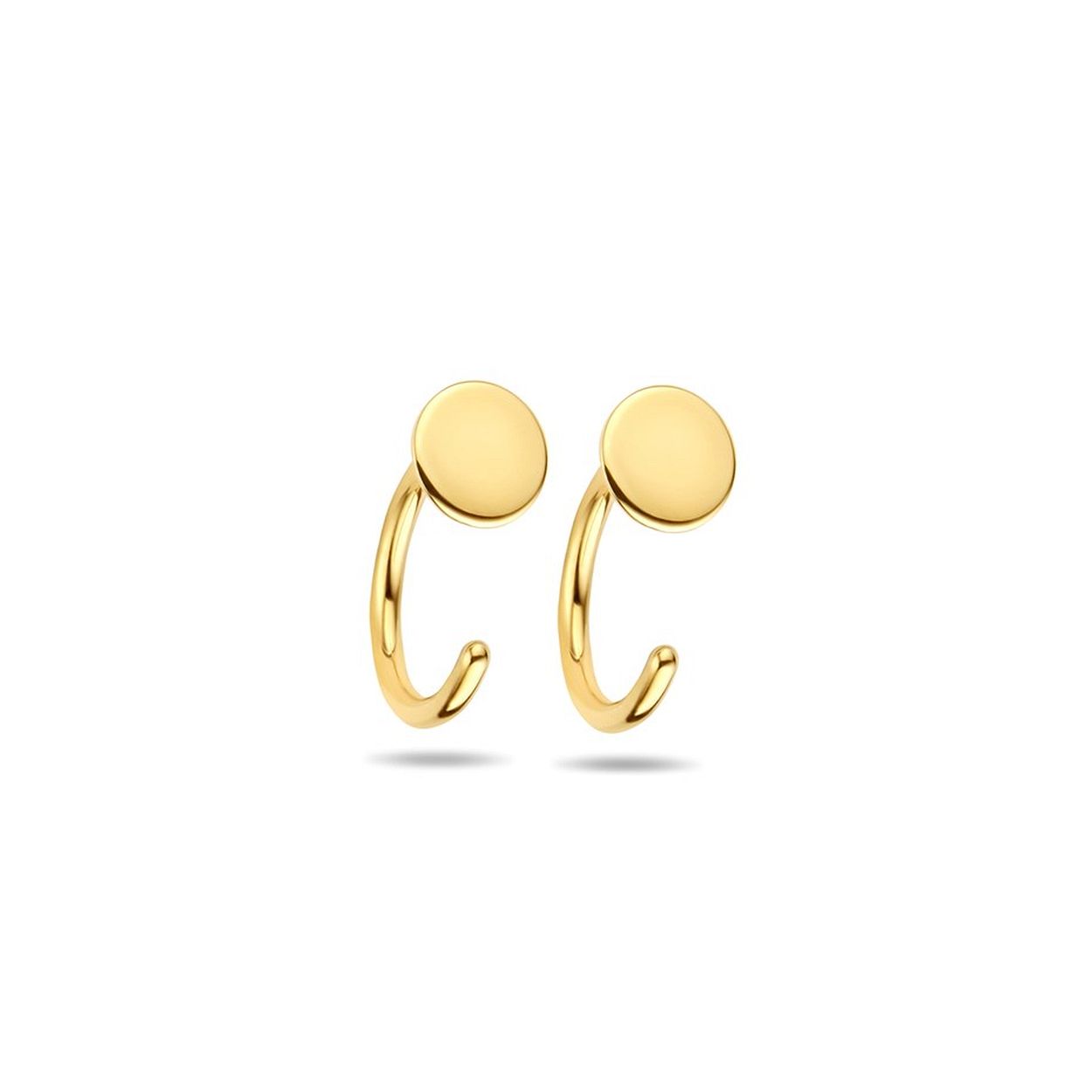 14k Geelgouden oorstekers uitgevoerd met een rondje. De oorstekers hebben een afmeting van 8x4mm.