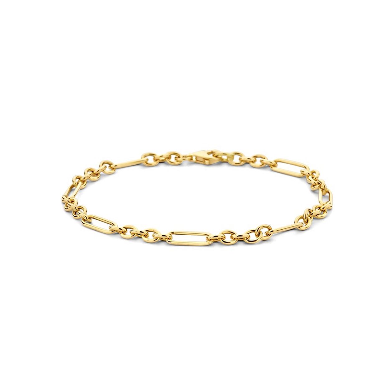 14k Geelgouden anker armband met een schakelbreedte van 4mm. De armband heeft een draaglengte van 19cm en een stevige karabijn sluiting.