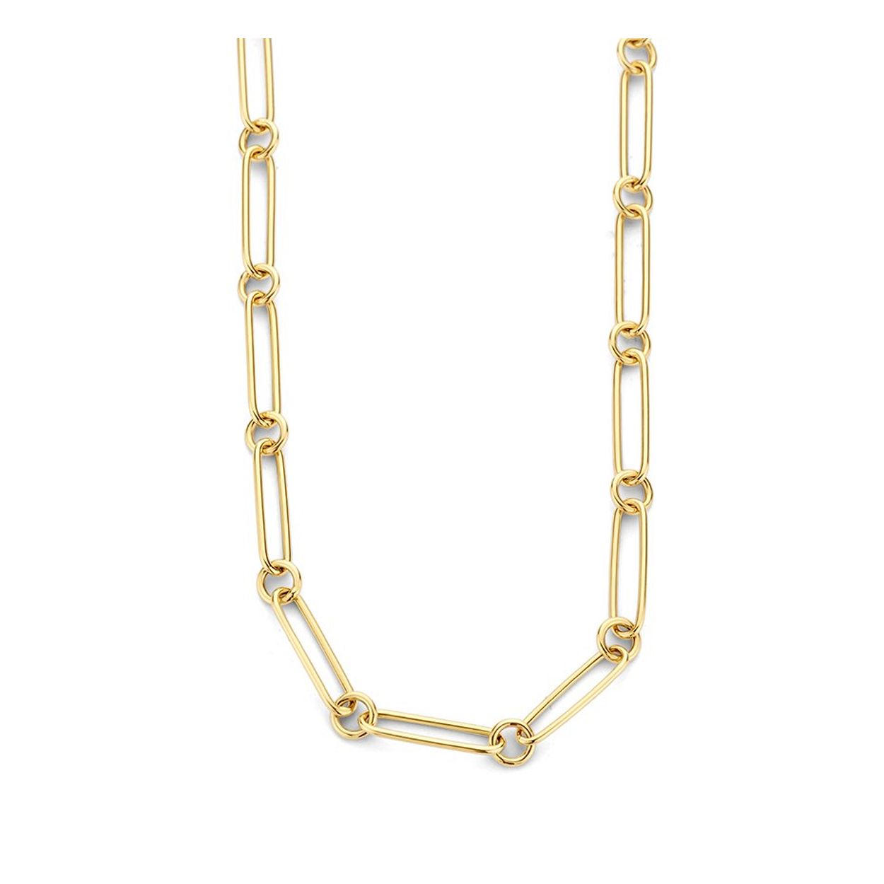 14k Geelgouden collier uitgevoerd met een paperclip schakel met een breedte van 4mm. Het collier heeft een draaglengte van 42cm en een stevige karabijn sluiting.