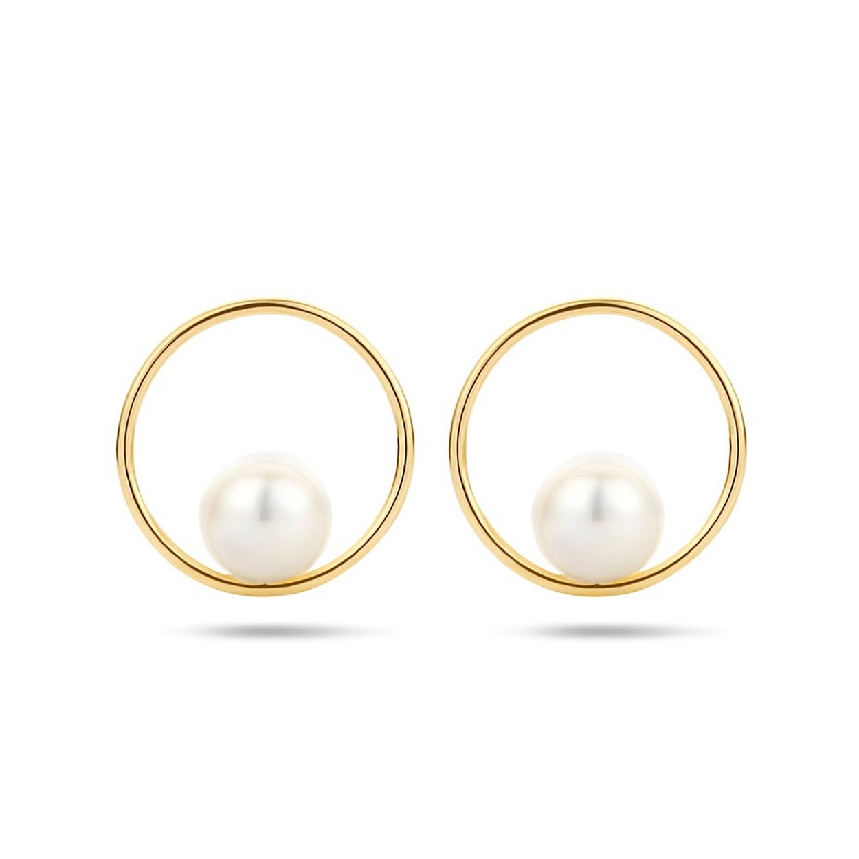 14k Geelgouden oorknoppen uitgevoerd met een zoetwaterparel. De oorknoppen hebben een diameter van 14mm.
