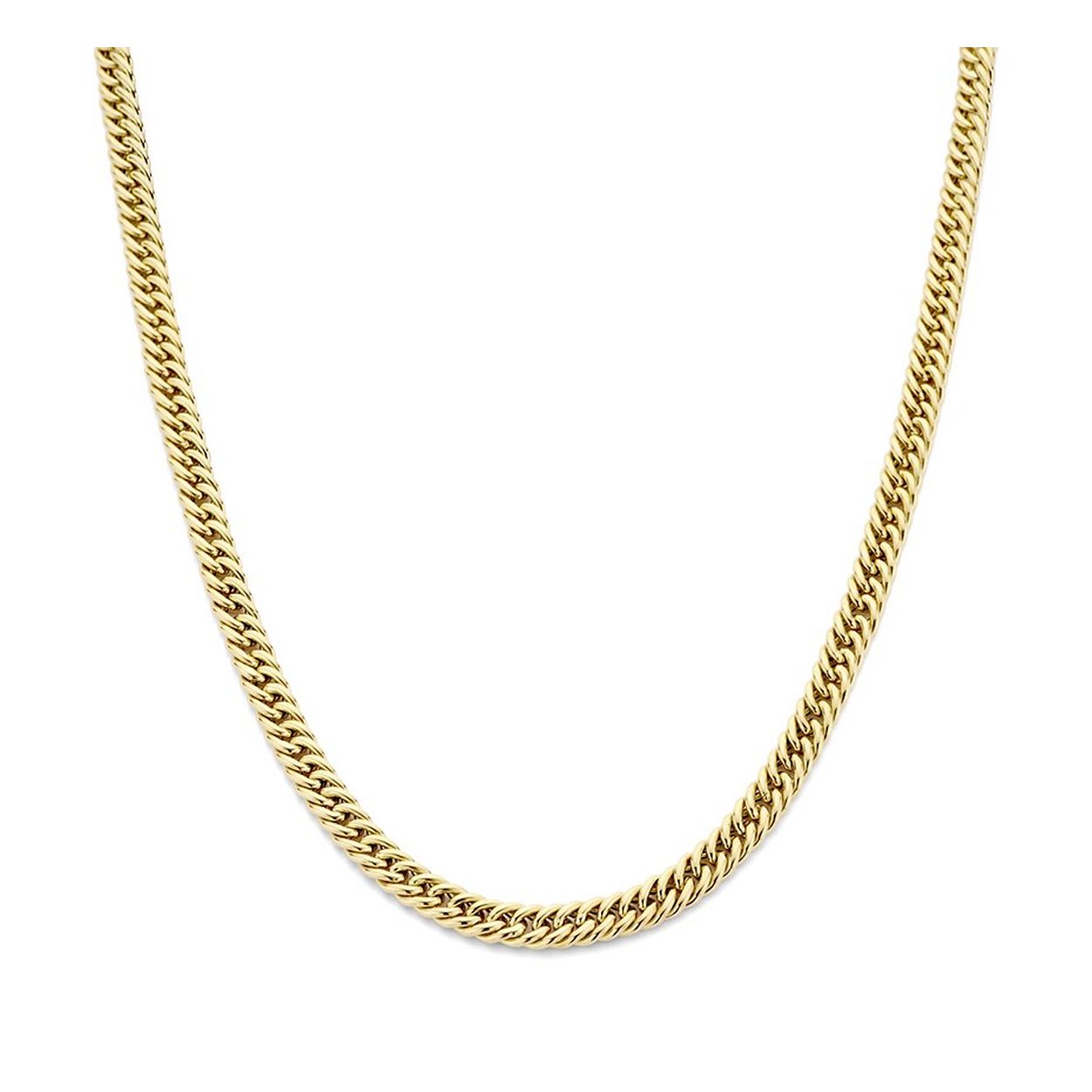 14k Geelgouden gourmet collier met een schakelbreedte van 5.8mm. Het collier heeft een draaglengte van 45cm en is uitgevoerd met een groot veerslot.