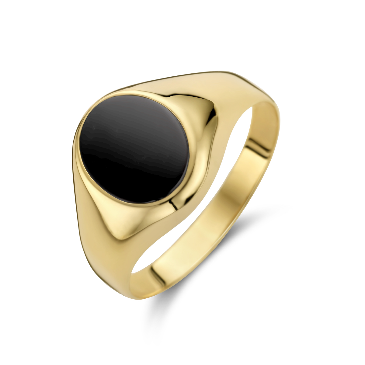 14k Geelgouden ring uitgevoerd met een schitterende onyx steen. De onyx heeft een steengewicht van 1.00ct.