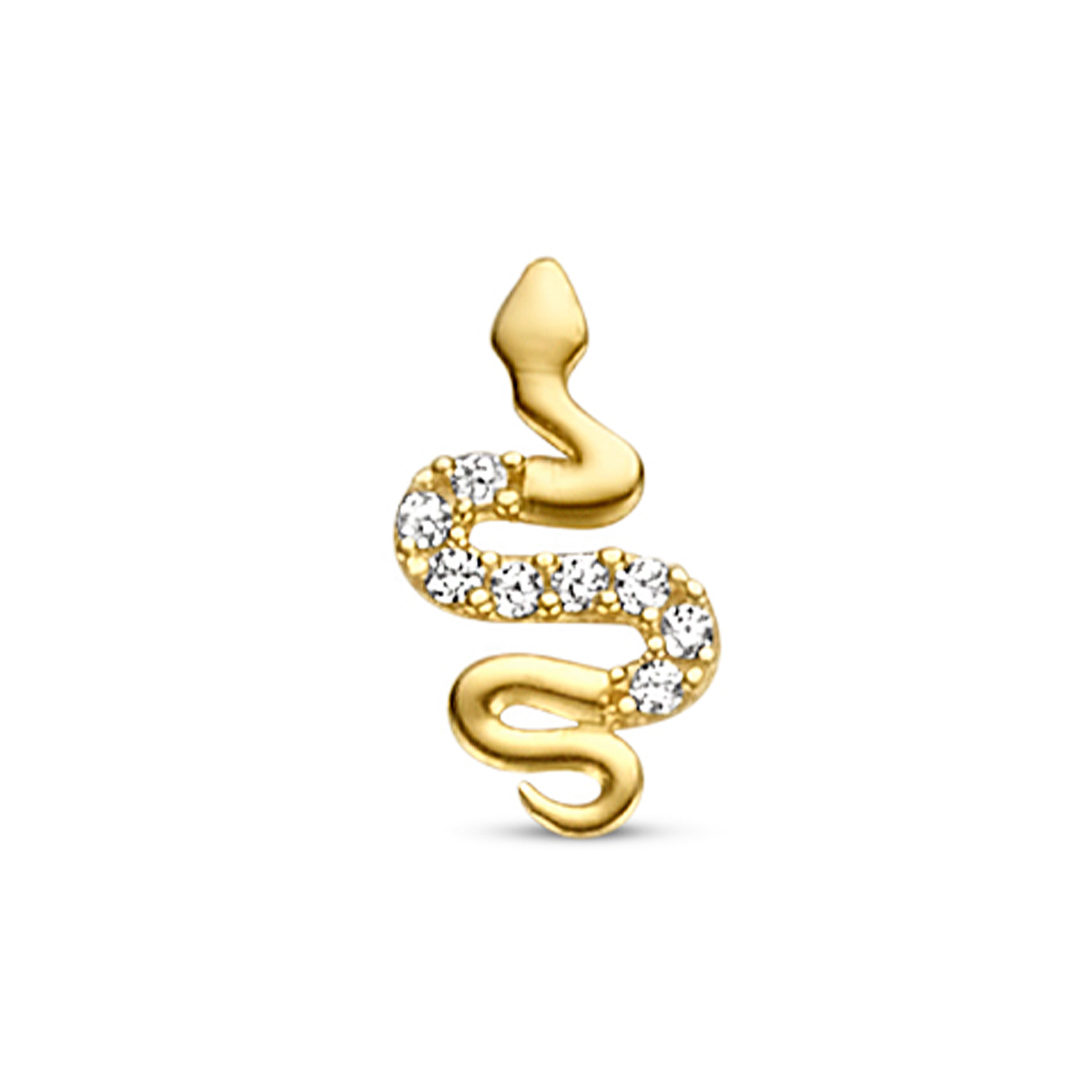 14k Geelgouden hanger met een slang voorstelling en schitterende zirkonia.