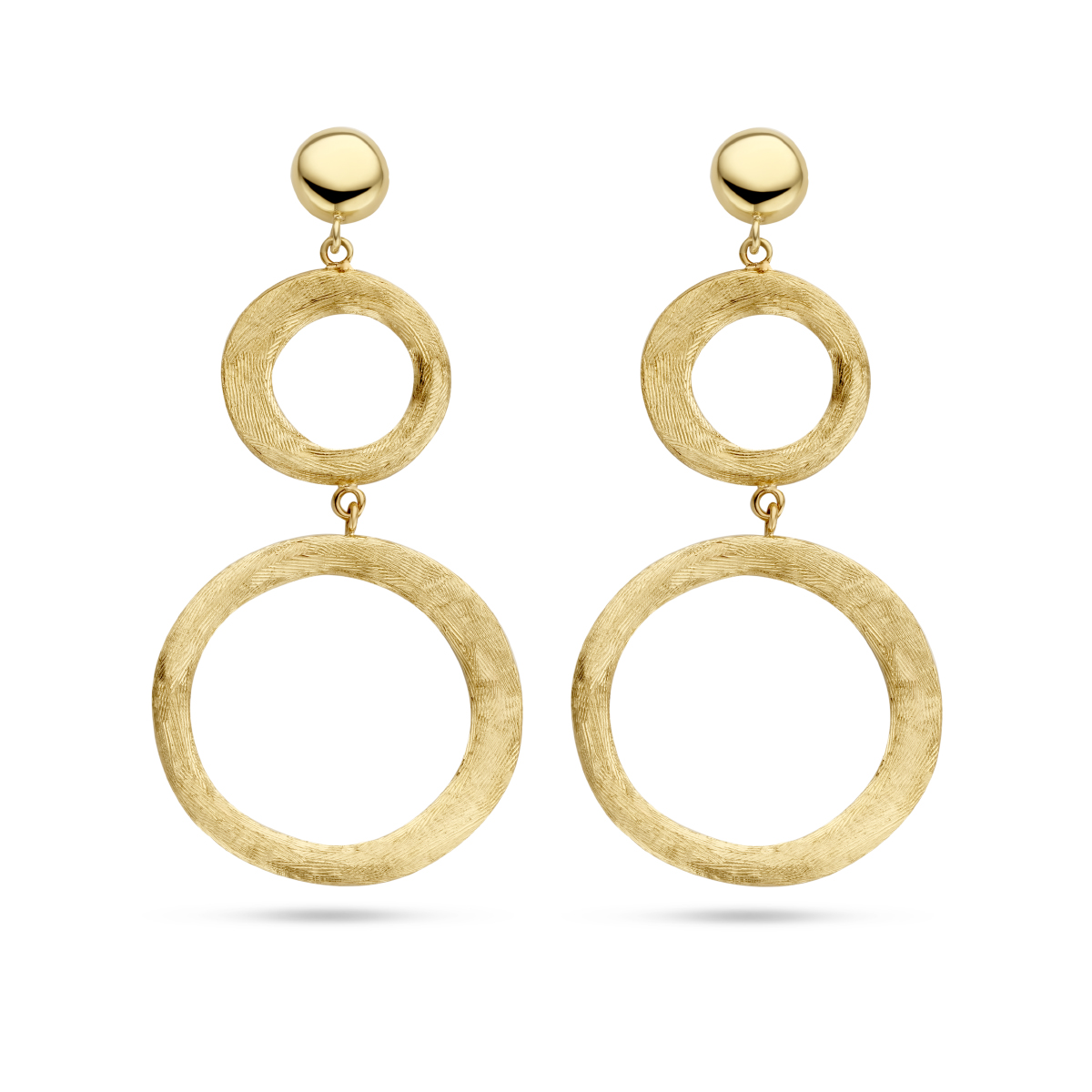 14k Geelgouden oorhangers met een open rondjes.