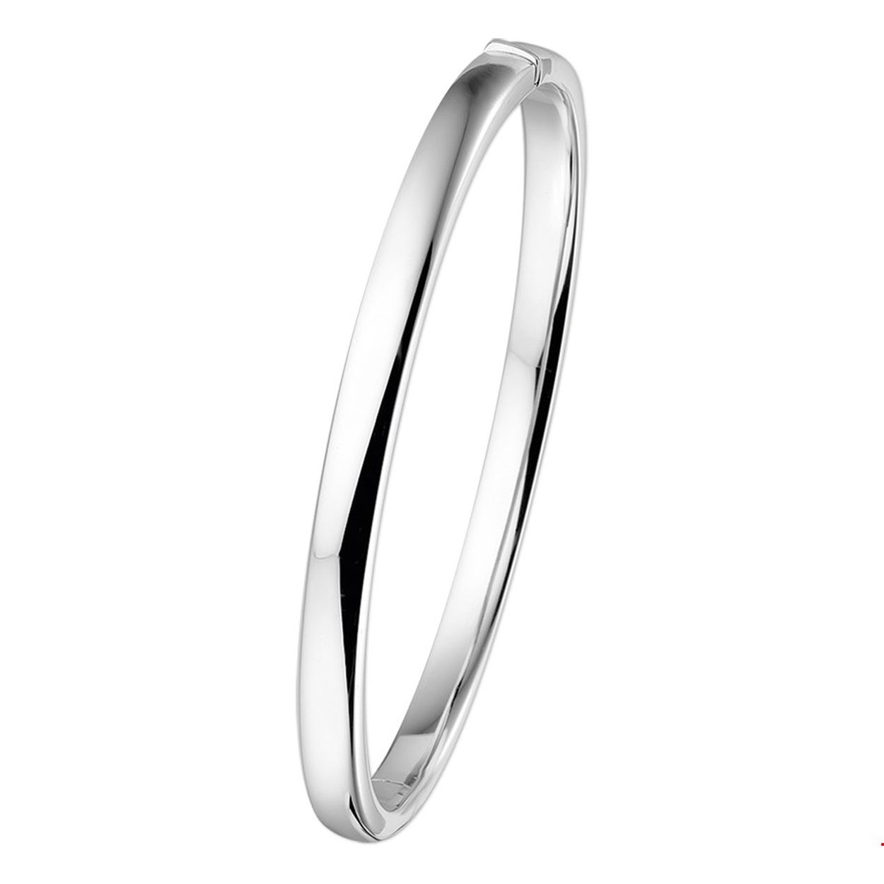 14 karaats witgouden bangle armband met een scharniersluiting
Breedte: 5 mm