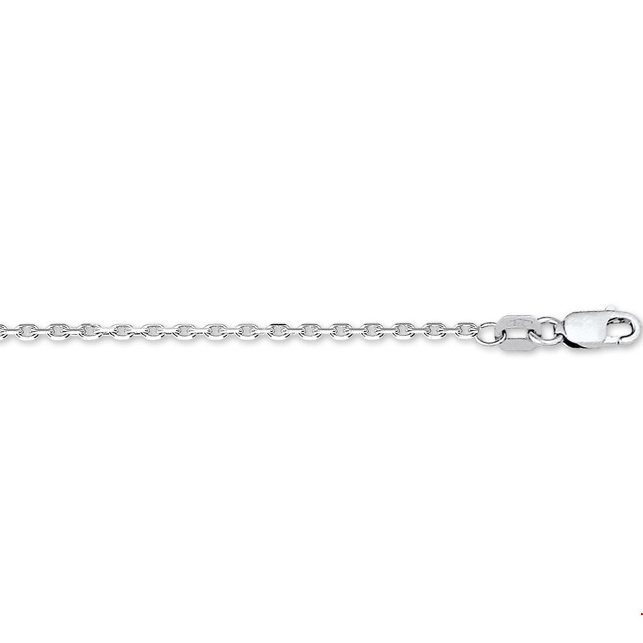14krt Witgouden anker collier met anker schakel van 45cm.