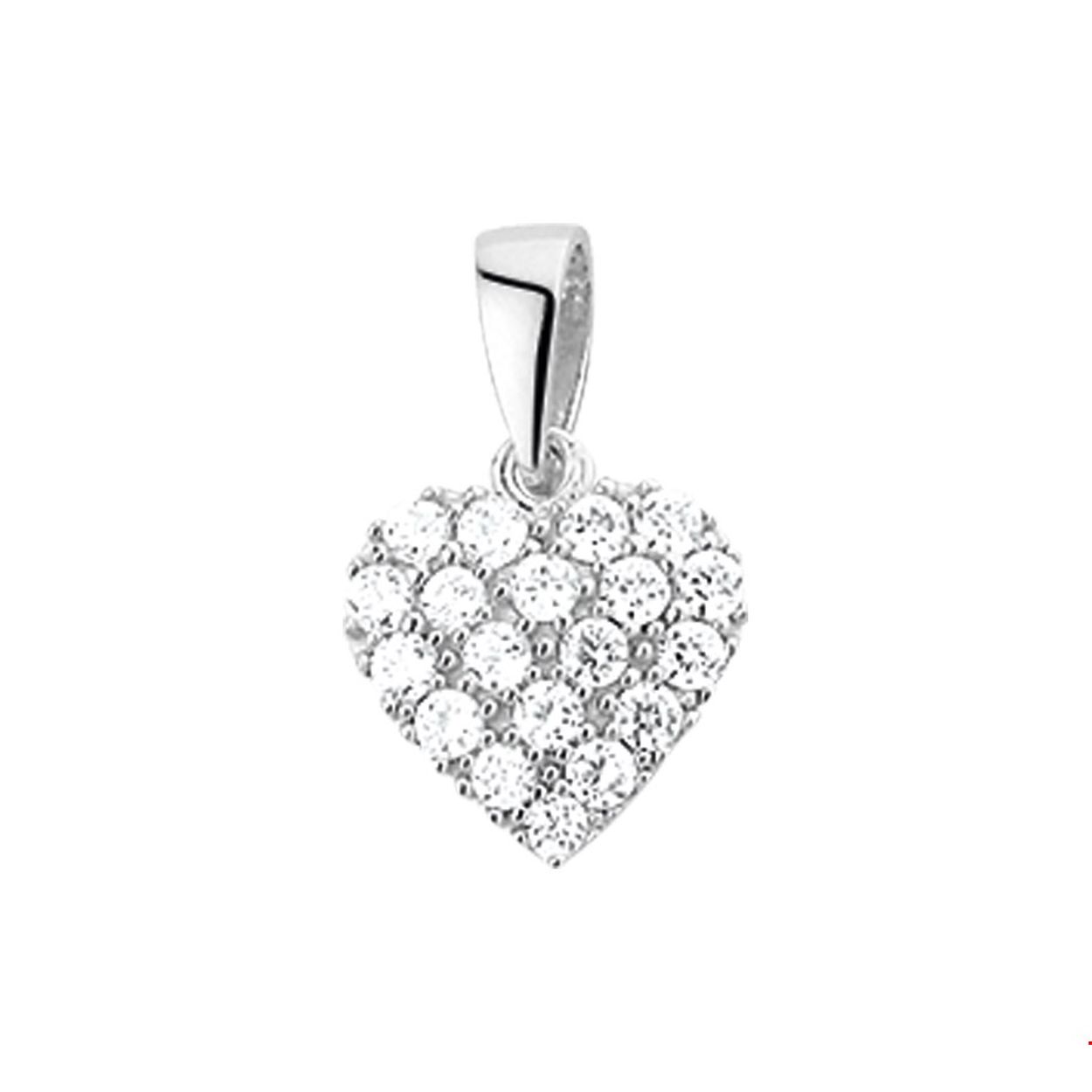 Witgouden hanger met een hart van zirkonia in pave zetting
Breedte: 9 mm Hoogte: 9 mm