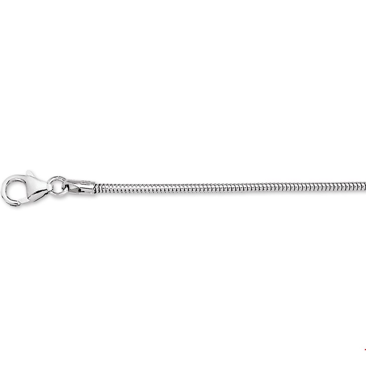Witgouden slangen collier. 
Breedte: 1.4 mm
Lengte: 45 cm