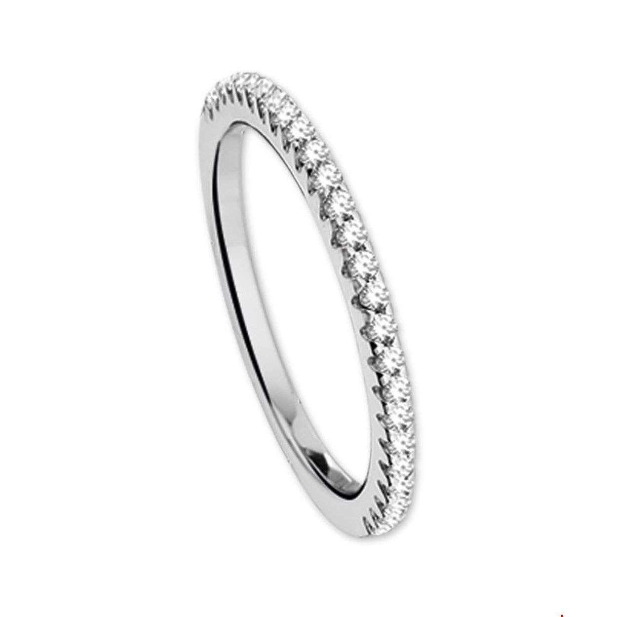 Beschrijving: Witgouden ring met diamant. 
Uniekenummer serie: 30389
Verpakt per: 1
Doelgroep: dames
Ringmaat: 17.50 mm (55)
Breedte: 1.5 mm
Zetting: alliance (rijzetting)