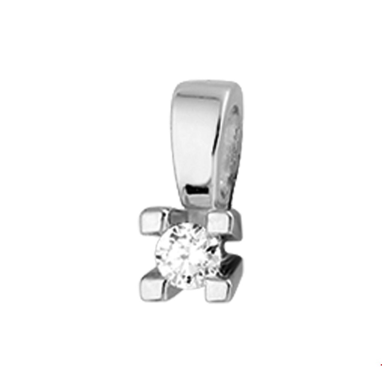Prachtige 14krt witgouden hanger met diamant 1-0.10