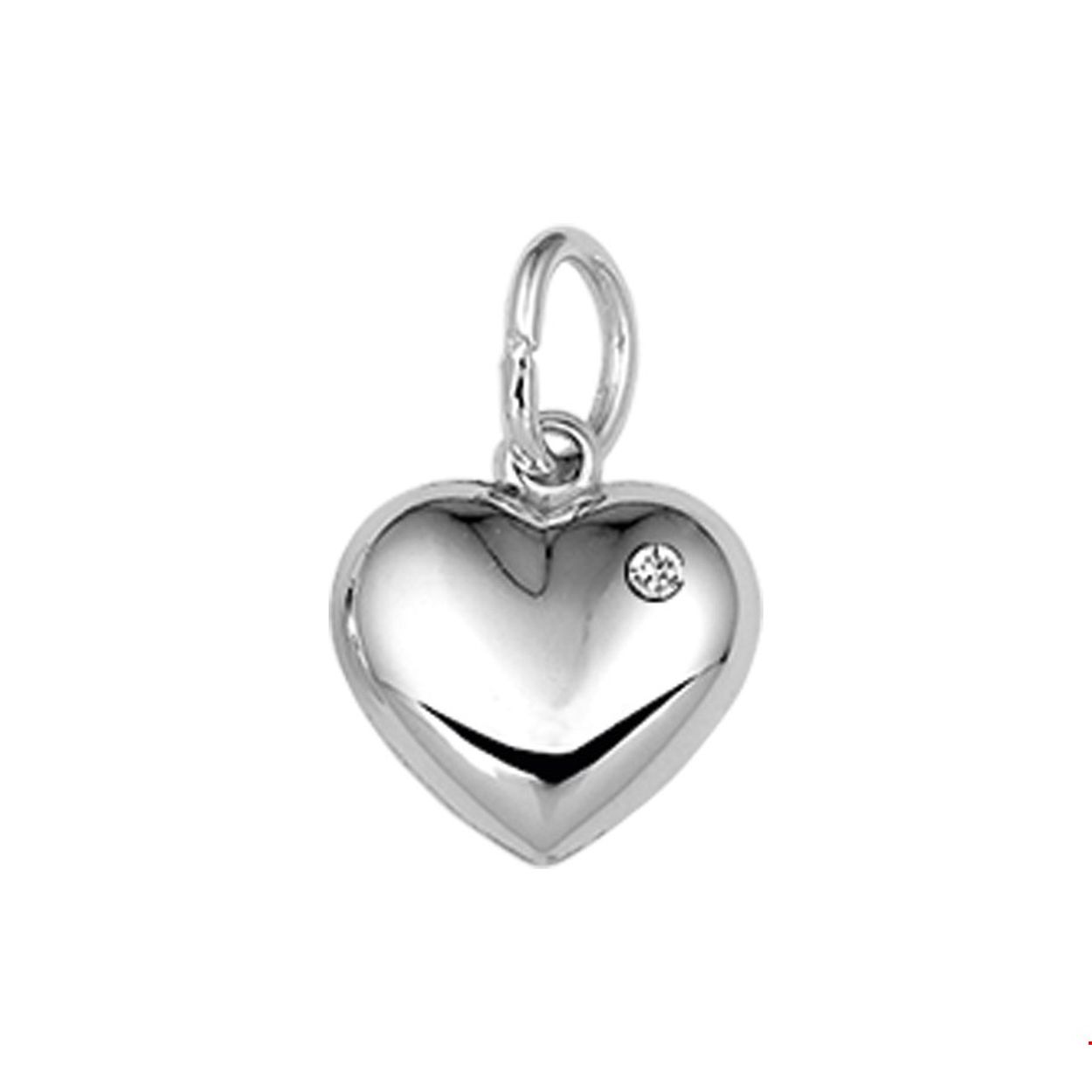 Witgouden hanger hart zirkonia
