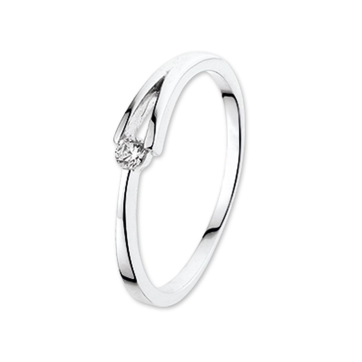 Beschrijving: Witgouden ring met zirkonia. 
Uniekenummer serie: 30094
Verpakt per: 1
Doelgroep: dames
Ringmaat: 17.50 mm (55)
Zetting: solitaire (span zetting)