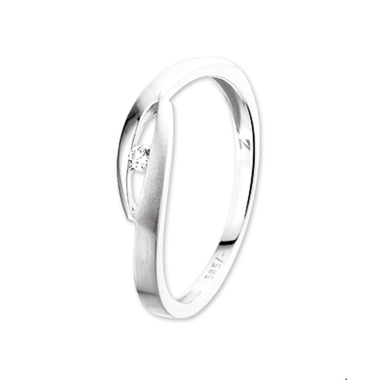 Beschrijving: Witgouden ring met zirkonia. 
Uniekenummer serie: 26677
Verpakt per: 1
Doelgroep: dames
Ringmaat: 17.00 mm (53)
Breedte: 5 mm
Zetting: solitaire (span zetting)