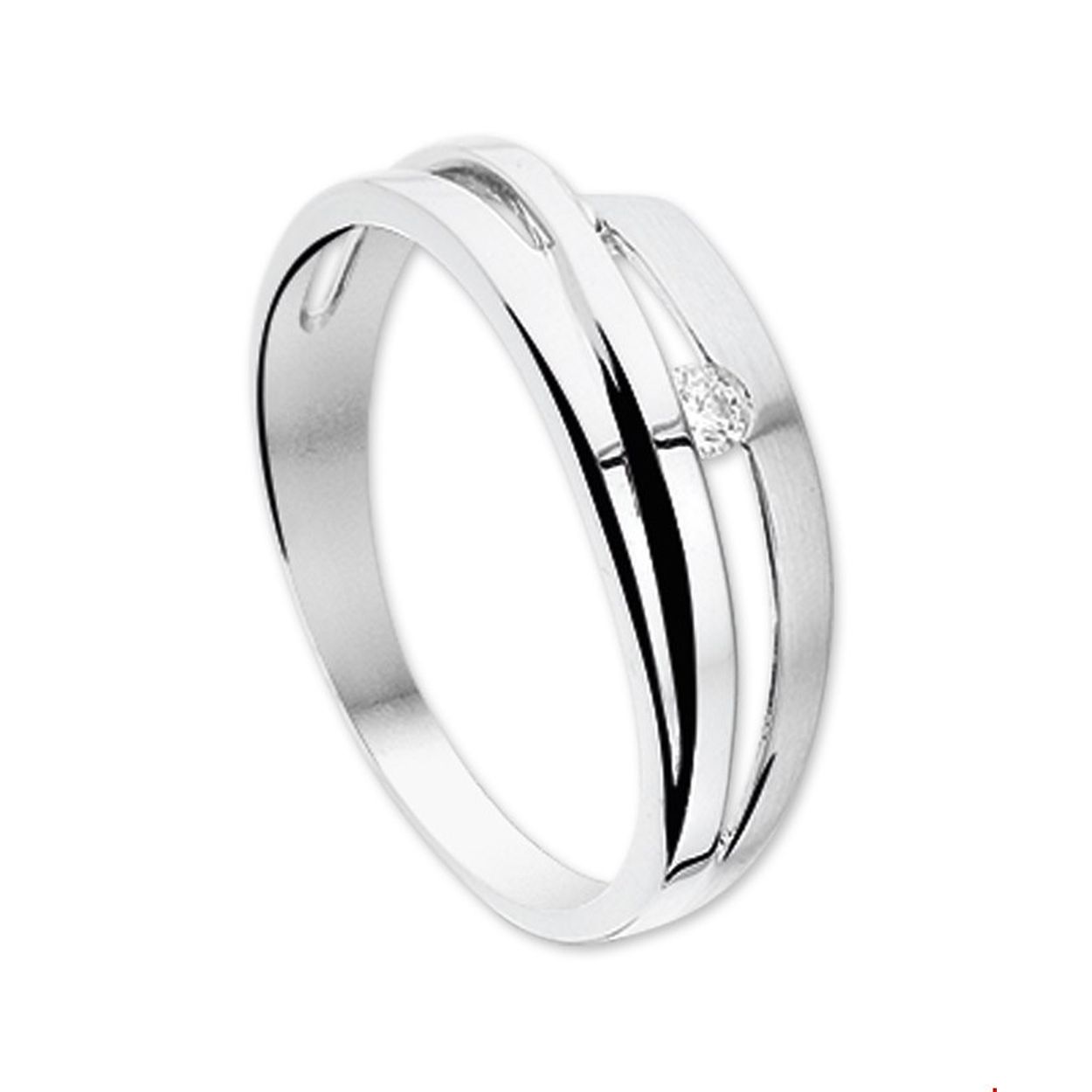 Beschrijving: Chique ring met verfijnde vormgeving. Details: Witgouden ring met diamant. 
Uniekenummer serie: 26720
Verpakt per: 1
Doelgroep: dames
Ringmaat: 18.00 mm (57)
Breedte: 6.5 mm