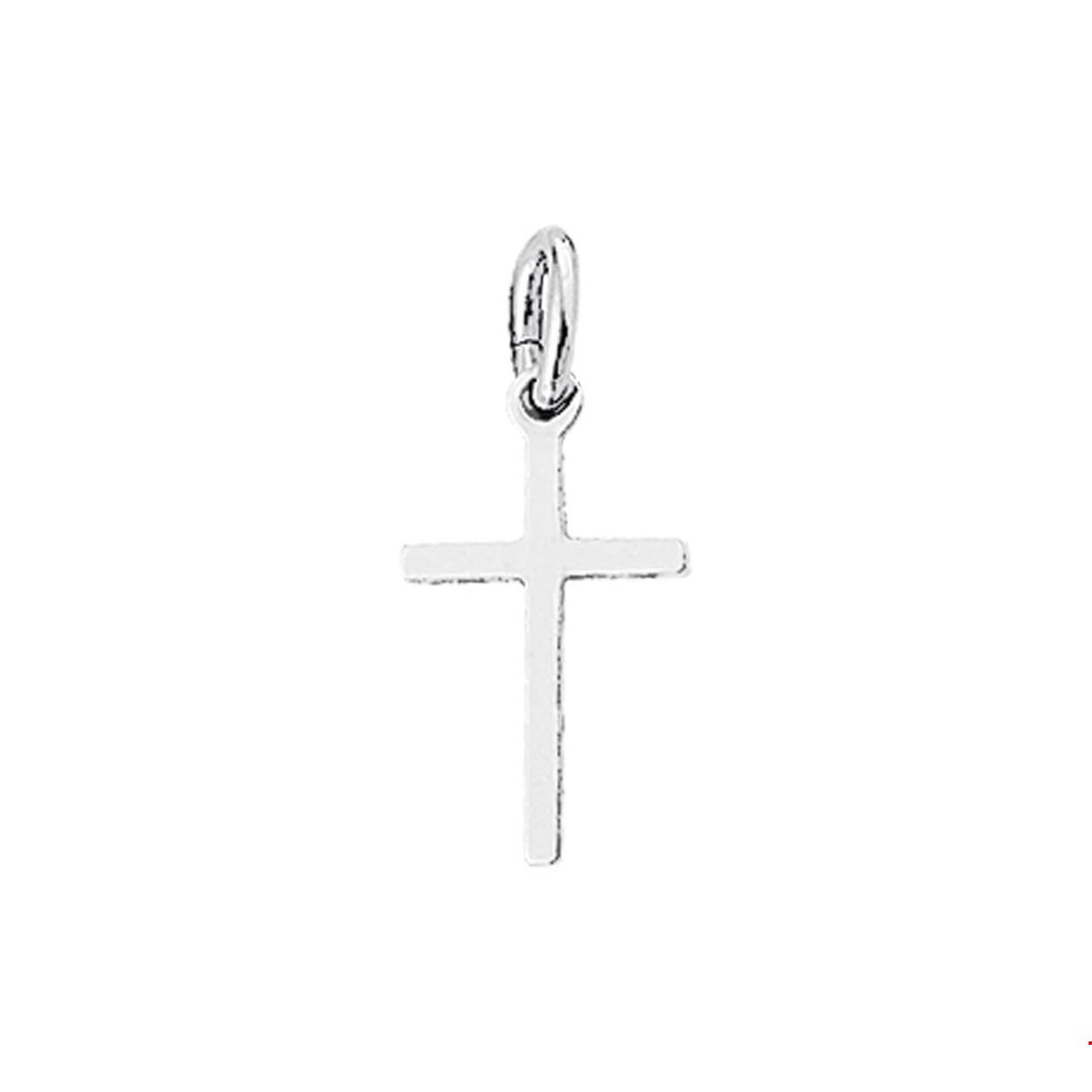 Witgouden hanger met een kruis. 
Doelgroep: unisex
Breedte: 9 mm
Hoogte: 15.5 mm