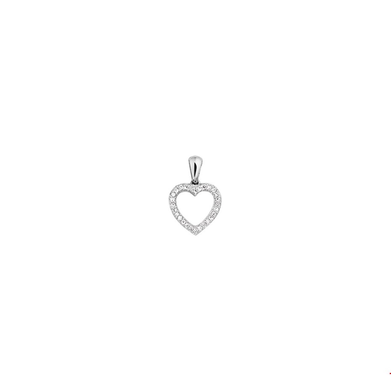 Beschrijving: Witgouden hanger met een hart van diamant. 
Verpakt per: 1
Doelgroep: dames
Breedte: 9.5 mm
Hoogte: 9.5 mm